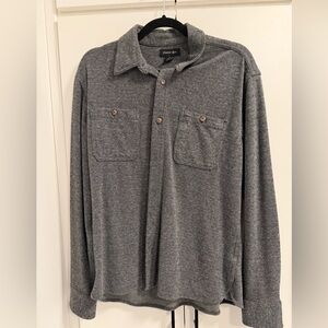 Porter + Ash Mens Relaxed Fit Shirt M Gray Microstripe Casual Knit Comfort